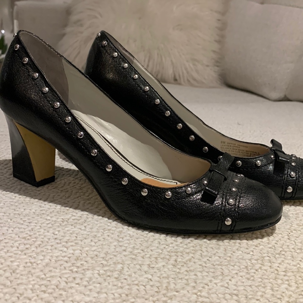 Black leather heels